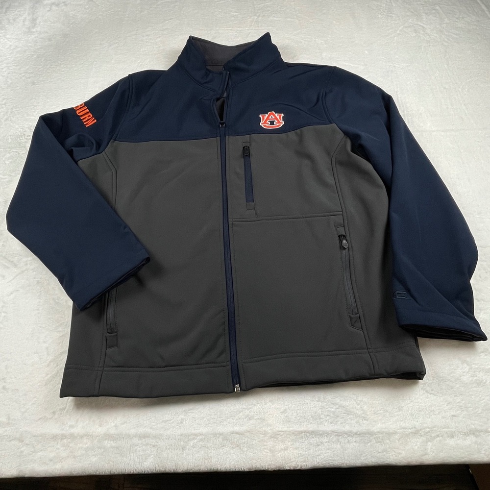 Colosseum Auburn Tigers Mens Large Softshell Jacket Navy Grey Full Zip RN114166